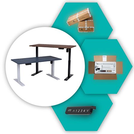 O-Flex Tek Motorlu Elektrikli Yükseklik Ayarlı Masa - 180x80 - Beyaz