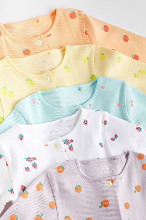 Next Baby Pamuklu Çoklu Meyve Desenli 5’li Tulum Set