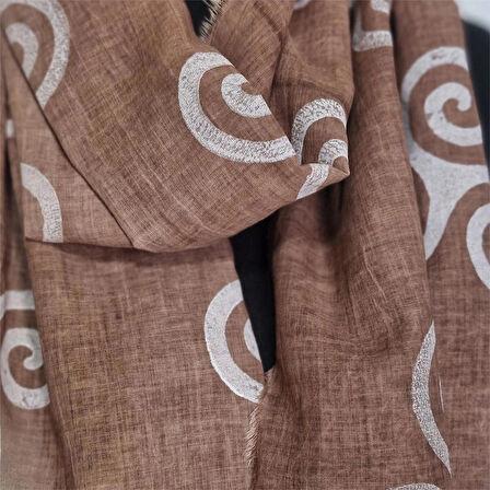 Pamuklu Fular, Tahta Baskılı, Hediyelik , El Yapımı  Taşlanmış Pamuklu Fular