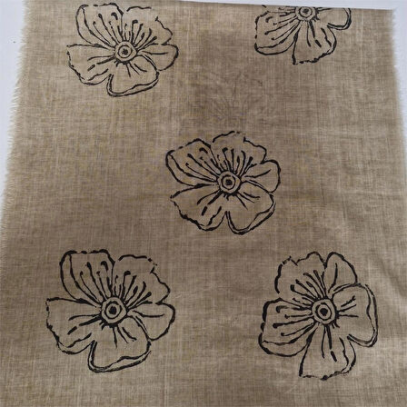 Pamuklu Fular, Tahta Baskılı, Hediyelik , El Yapımı  Taşlanmış Pamuklu Fular, Moli Tasarım