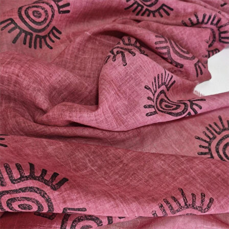 Pamuklu Fular, Tahta Baskılı, Hediyelik , El Yapımı  Taşlanmış Pamuklu Fulari Moli Tasarım