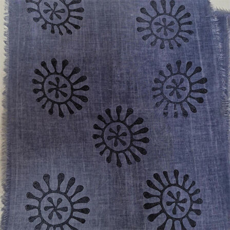 Pamuklu Fular, Tahta Baskılı, Hediyelik , El Yapımı Taşlanmış Pamuklu Fular, Moli Tasarım