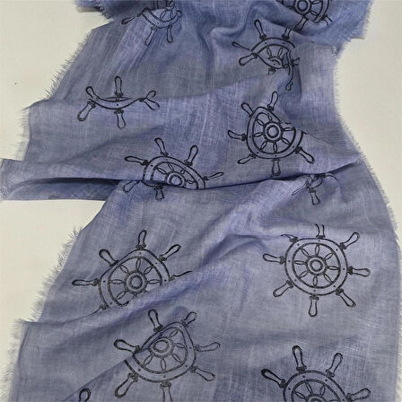 Pamuklu Fular, Tahta Baskılı, Hediyelik , El Yapımı Taşlanmış Pamuklu Fular, Moli Tasarım