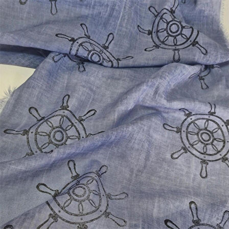 Pamuklu Fular, Tahta Baskılı, Hediyelik , El Yapımı Taşlanmış Pamuklu Fular, Moli Tasarım