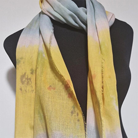 Dar Pamuklu Fular , Batik boyalı , Tahta baskılı, Hediyelik Fular, Moli Tasarım, 60100118049
