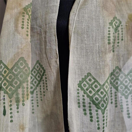 Pamuklu Fular, Ekolojik boyamalı tahta baskılı , Hediyelik Şık Fular, El Yapımı, Moli Tasarım