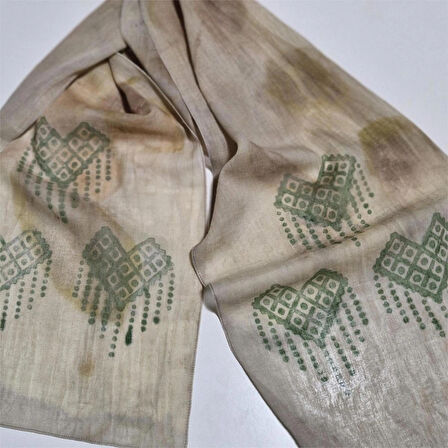 Pamuklu Fular, Ekolojik boyamalı tahta baskılı , Hediyelik Şık Fular, El Yapımı, Moli Tasarım