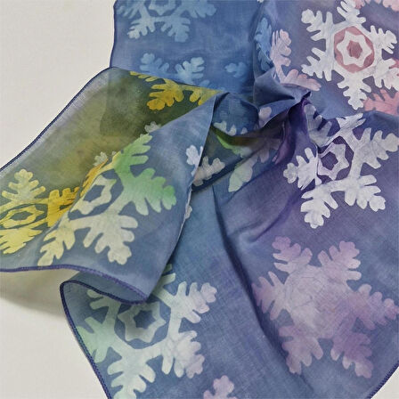 Mavi Mum batik Küçük pamuklu Fular , El boyaması, tasarım, hediyelik Fular, Moli Tasarım