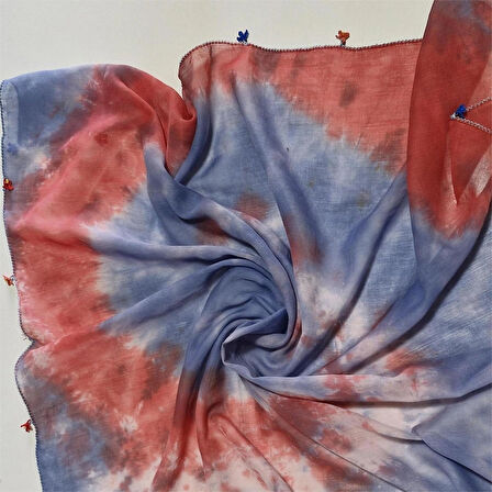 Kare pamuklu Batik Boyalı , İğne Oyalı, El Yapımı pamuklu kare fular, Hediyelik, Moli Tasarım