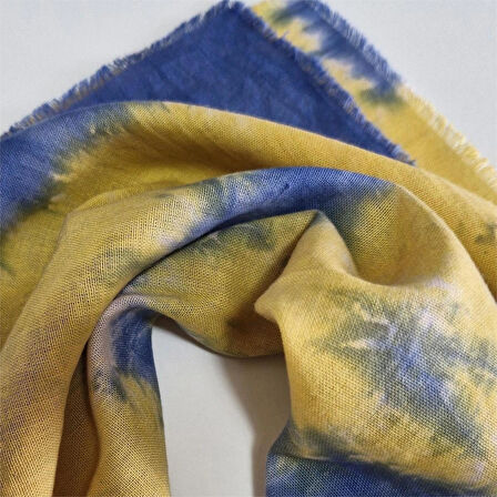 Kare Pamuklu Bandana, El Boyaması Ve Tahta Baskılı Bandana, Fular, Moli Tasarım