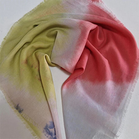 Kare Pamuklu Bandana, El Boyaması Ve Tahta Baskılı Bandana, Fular, Moli Tasarım