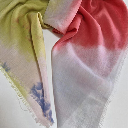 Kare Pamuklu Bandana, El Boyaması Ve Tahta Baskılı Bandana, Fular, Moli Tasarım