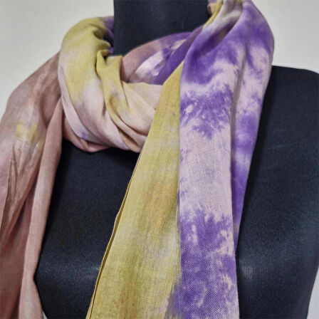 Geniş Batik Boyama Pamuklu Şal, Mevsimlik El Boyaması, Tasarım Şal, Hediyelik, Moli Tasarım