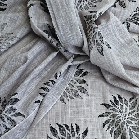 Geniş Pamuklu Tahta Baskılı Şal, Gri Hediyelik, Şık , El Yapımı, Tasarım Şal  , Moli Tasarım, 60100118108