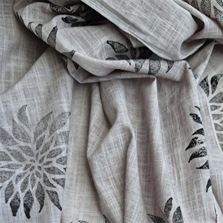 Geniş Pamuklu Tahta Baskılı Şal, Gri Hediyelik, Şık , El Yapımı, Tasarım Şal  , Moli Tasarım, 60100118108