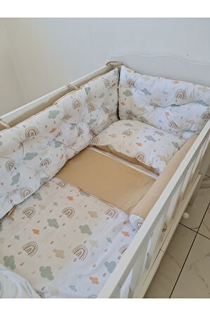 60x100 Beşik Kenar Koruma - 40cm Yükseklik - %100 Pamuk Kumaş - Antialerjik - Yıkanabilir