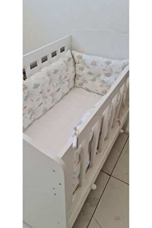 60x100 Beşik Kenar Koruma - 40cm Yükseklik - %100 Pamuk Kumaş - Antialerjik - Yıkanabilir