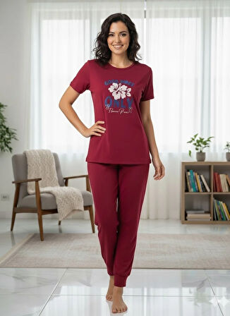 KADIN BORDO  PİJAMA TAKIM