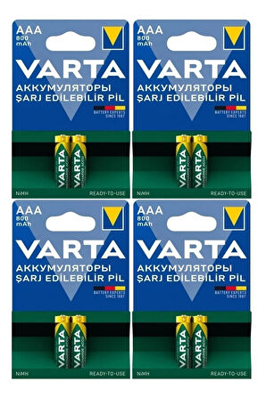 Ready2use 8 Adet Şarj Edilebilir 800mah Aaa Ince Pil