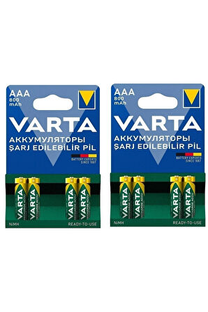 Ready2use 8 Adet Şarj Edilebilir 800mah Aaa Ince Pil