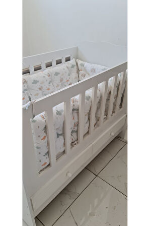 60 x 120 - Bebek Beşik Kenar Koruma Takımı - 40 cm Yükseklik, Yıkanabilir