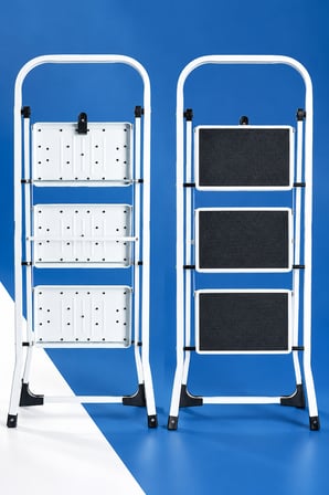  Minitower 3 Basamaklı Metal Merdiven - Ekstra Güçlü Beyaz