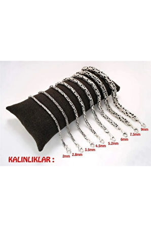 2mm 925 Ayar Gümüş Yuvarlak Kral Model Erkek Bileklik Künye 249540193