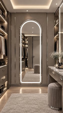 KROM METAL ÇERÇEVELİ LEDLİ DİMMERLİ OVAL AYAKLI boy aynası