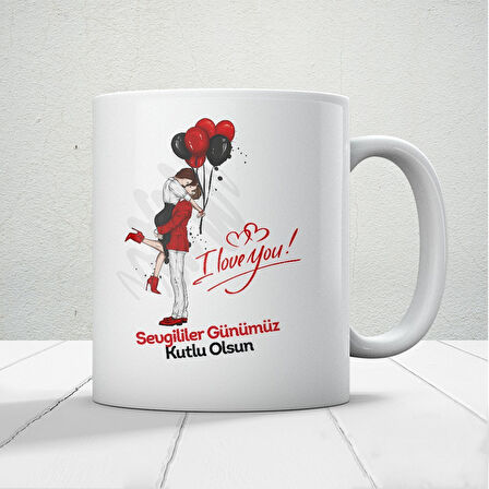 Sevgililer Günümüz Kutlu Olsun Baskılı Kupa Bardak Mod13