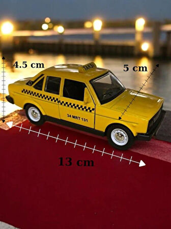 Metal Araba Çek Bırak Sarı Taksi Murat 131 Sesli ve Işıklı ( 1/36 Ölçek )