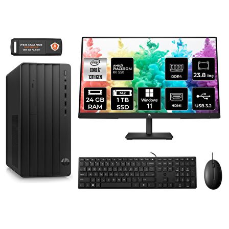 HP TOWER 290 G9 i7 13700 24GB RAM 1TB SSD RX550/4GB W11HOME 8T2X2ES MASAÜSTÜ PC & 23.8'' MONİTÖR