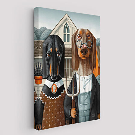 Amerikan Gotik Klasiği Köpekler Tablosu-6012