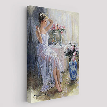 Beyaz Elbiseli Güzel Kız Duvar Tablosu-6013
