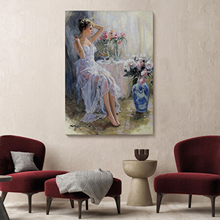 Beyaz Elbiseli Güzel Kız Duvar Tablosu-6013