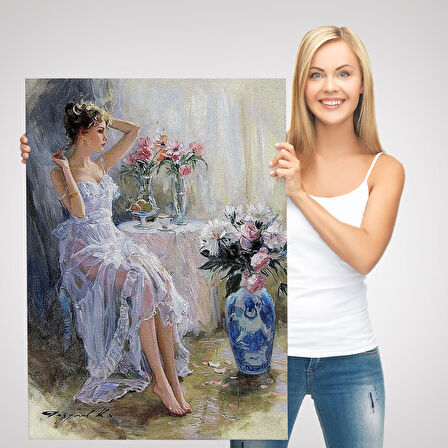 Beyaz Elbiseli Güzel Kız Duvar Tablosu-6013