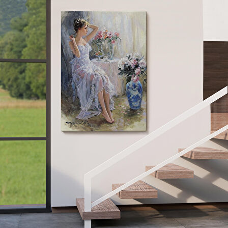 Beyaz Elbiseli Güzel Kız Duvar Tablosu-6013