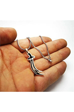 Mineli Zülfikar Gümüş Erkek Kolye Zincir Ortaboy