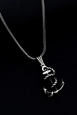 Gemi Çapası Gümüş Erkek Kolye Zincir Orta Boy