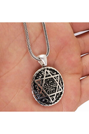 Hz. Süleyman Mührü Erkek Gümüş Kolye Zincir