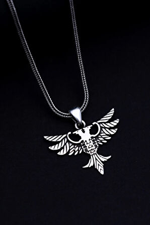 Polis Özel Harekat Çift Başlı Kartal Erkek Gümüş Kolye Zincir