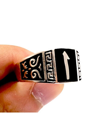 Elif Yazılı Gümüş Erkek Yüzük