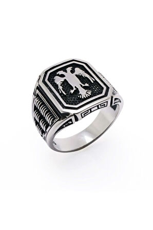Çift Başlı Kartal Gümüş Erkek Yüzük