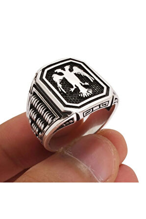 Çift Başlı Kartal Gümüş Erkek Yüzük