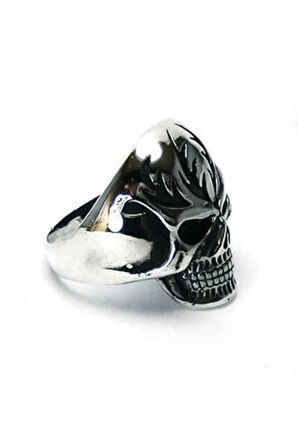 Gotik Maskeli Kurukafa Gümüş Erkek Yüzüğü