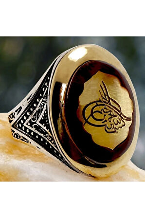 Osmanlı Tuğralı Otantik Gümüş Erkek Yüzük