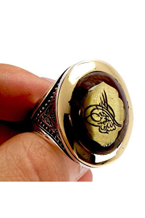 Osmanlı Tuğralı Otantik Gümüş Erkek Yüzük