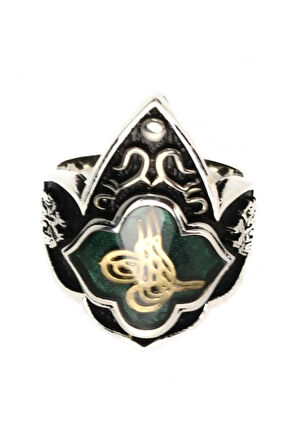 Gümüş Erkek Zihgir Başparmak Yüzük Osmanlı Tuğralı Model