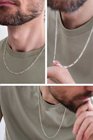 4mm Figaro Model 925 Ayar Gümüş Erkek Kolye Zincir Modelleri 238171176