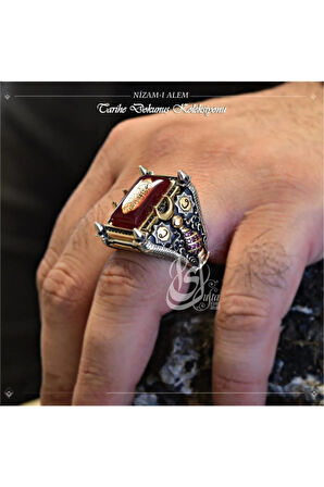 Islam Usta Tasarımı Nizam-ı Alem Gümüş Erkek Yüzük