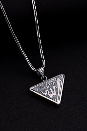 Allah Yazılı Içerisinde Cevşen Bulunan Gümüş Muska Erkek Kolye Zincir